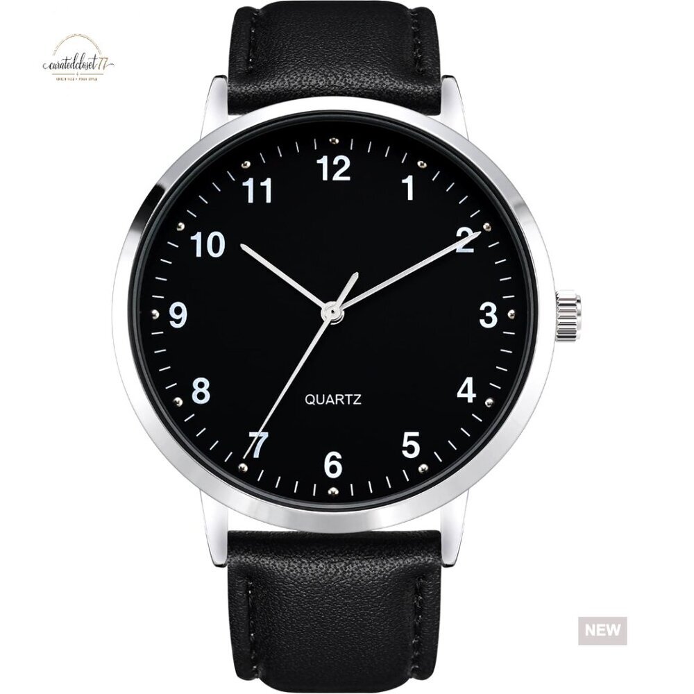 Modern Classic Men's Watch Slim Stainless Steel Case Leather Band Minimalist